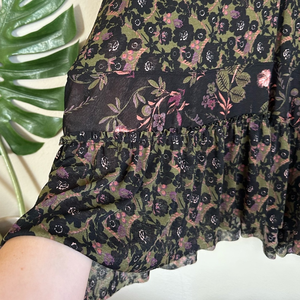 Free People Tiered Floral Mesh Long Sleeve Top - Picture 9 of 12